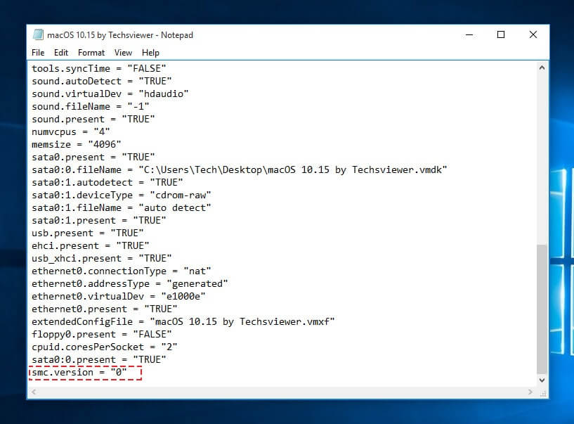 H%C6%B0%E1%BB%9Bng d%E1%BA%ABn c%C3%A0i %C4%91%E1%BA%B7t macOS 10.15 Catalina l%C3%AAn Windows 10 b%E1%BA%B1ng VMware  Workstation Editing the VMX File - Hướng dẫn cài đặt macOS 10.15 Catalina lên Windows 10 bằng VMware